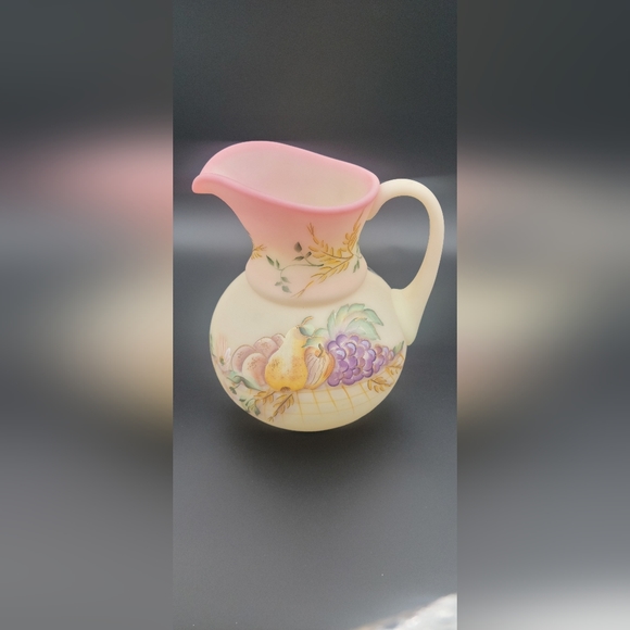 Fenton Uranium Burmese Bountiful Harvest Pitcher - Picture 3 of 6